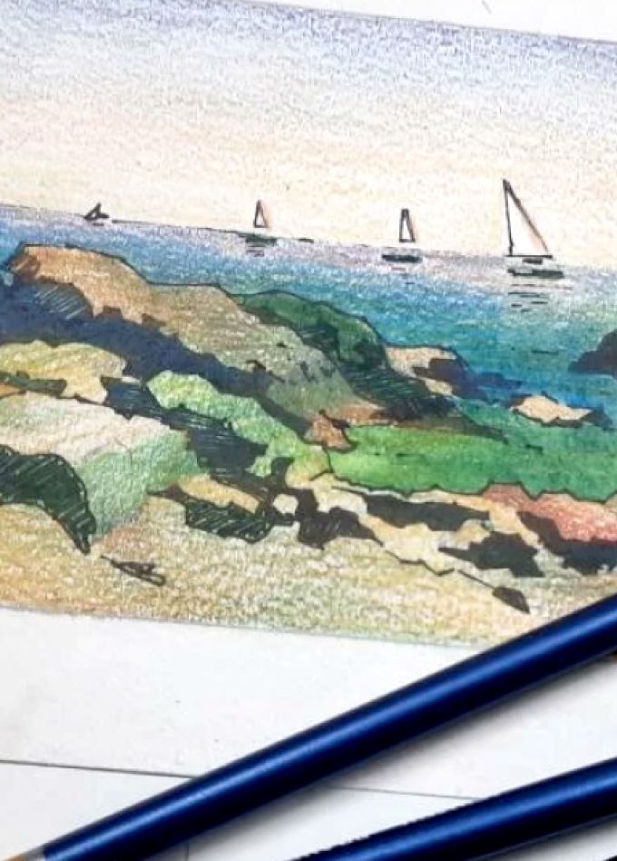 Пейзажи нашей коллекции. "Берег Моря" по мотивам работы Е.Э. Дюккера. Мастер-класс